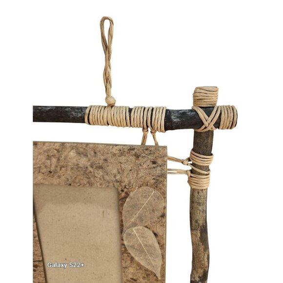 Rustic Natural Wood & Leaf Picture Art Frame With Bark Accent Boho Decor - Picture 6 of 8